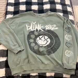 Urban Outfitters Olive Blink-182 Graphic Crewneck